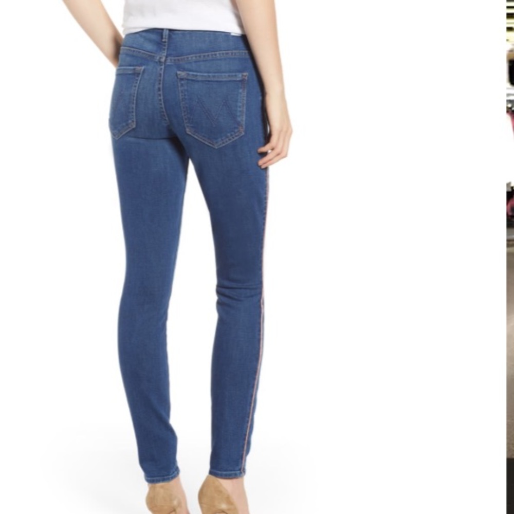 MOTHER The Looker Stripe High Waist Skinny Jeans - Picture 4 of 5
